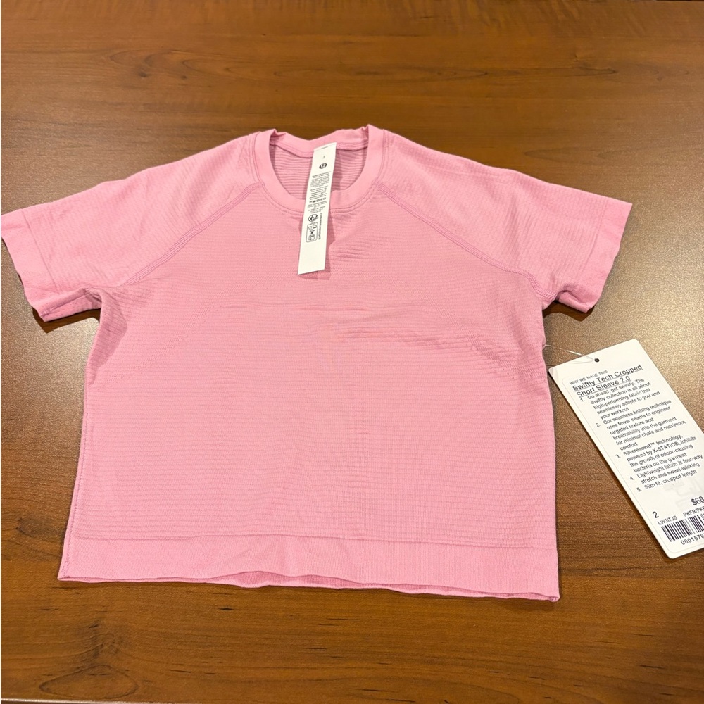 NWT lululemon athletica Swiftly Tech Cropped Short Sleeve Shirt 2.0 Size 2